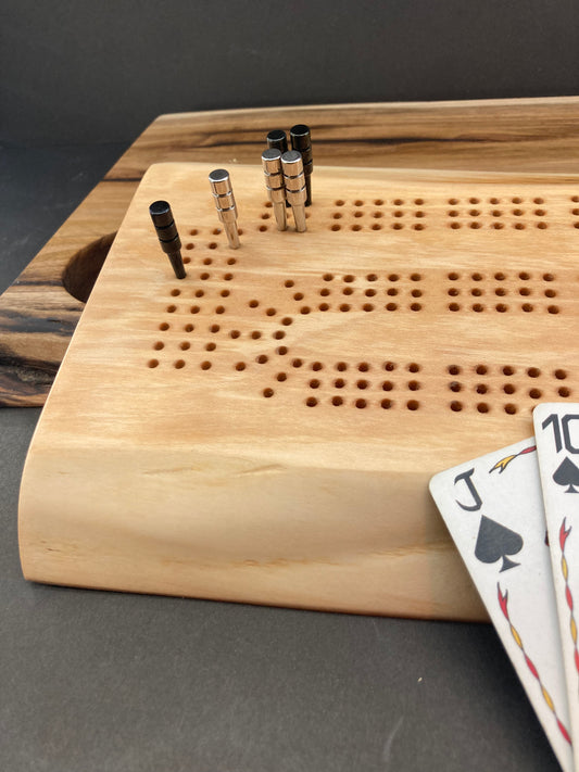 Live Edge Maple Cribbage Board