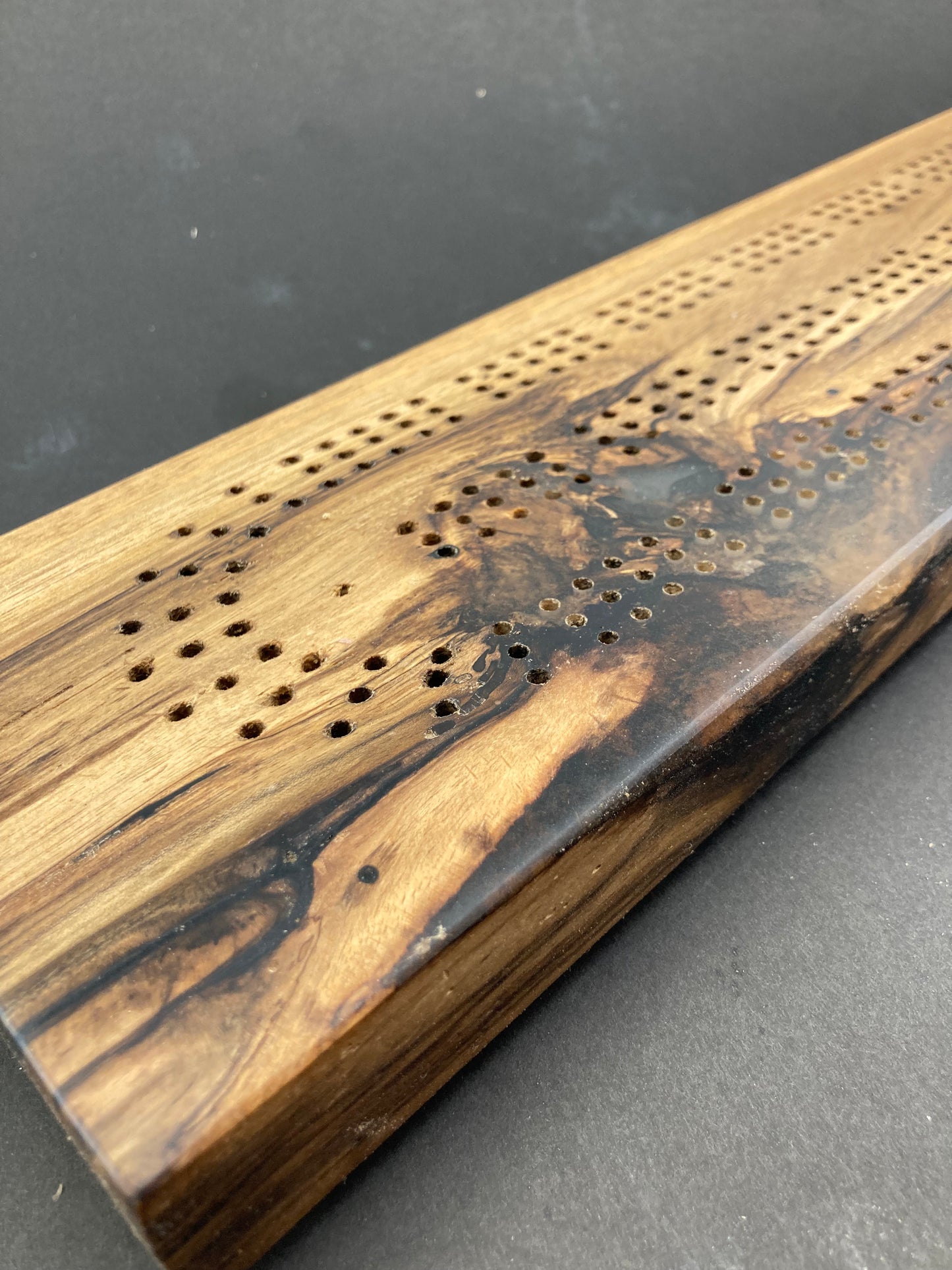 Butternut and Epoxy Cribbage Board