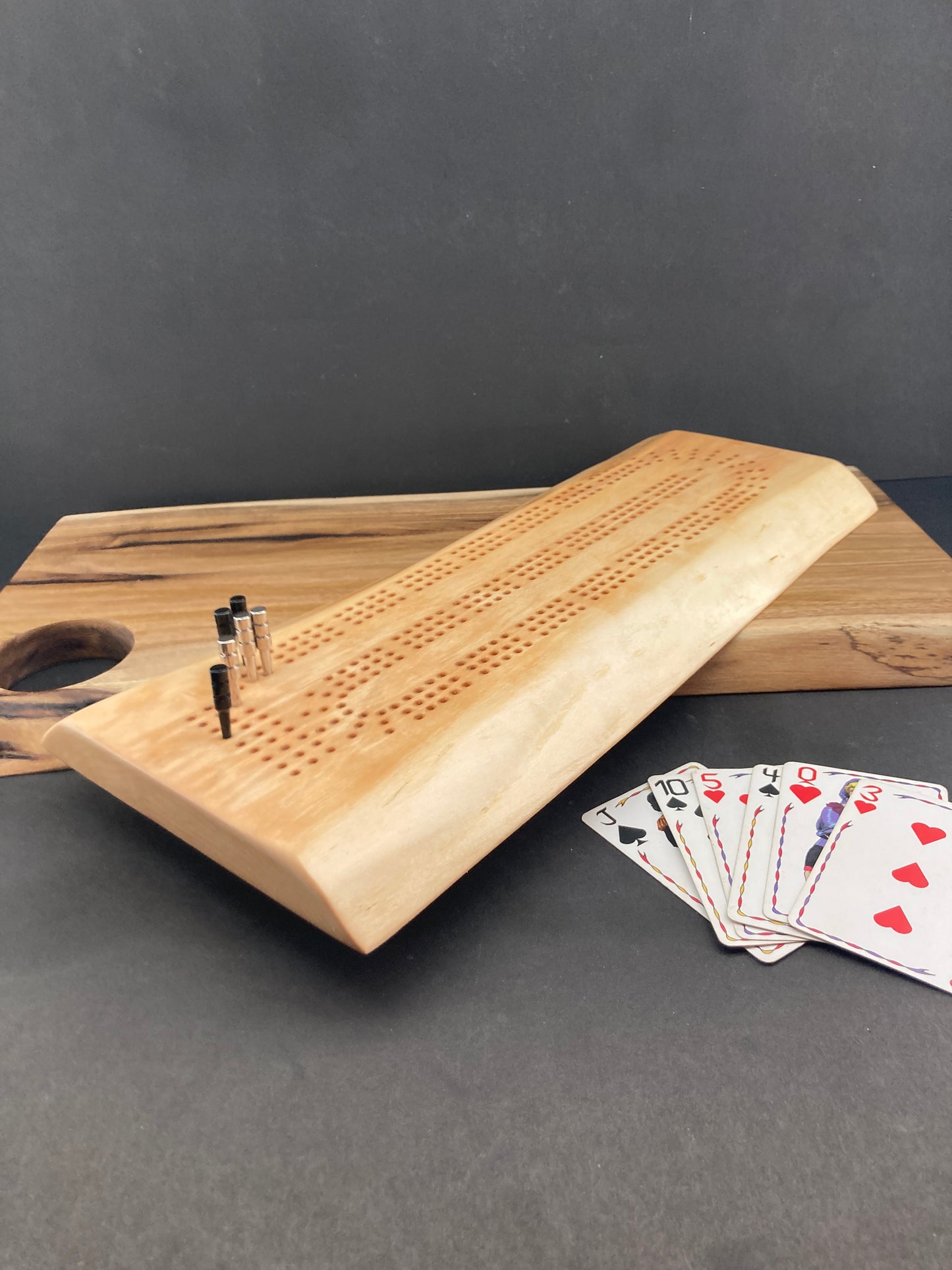 Live Edge Maple Cribbage Board