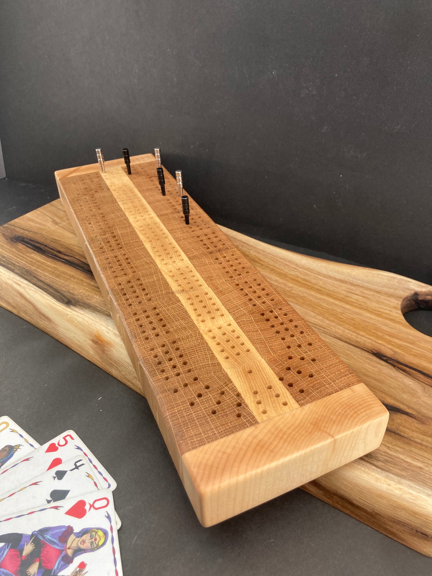 End grain Oak and Maple Cribbage Board