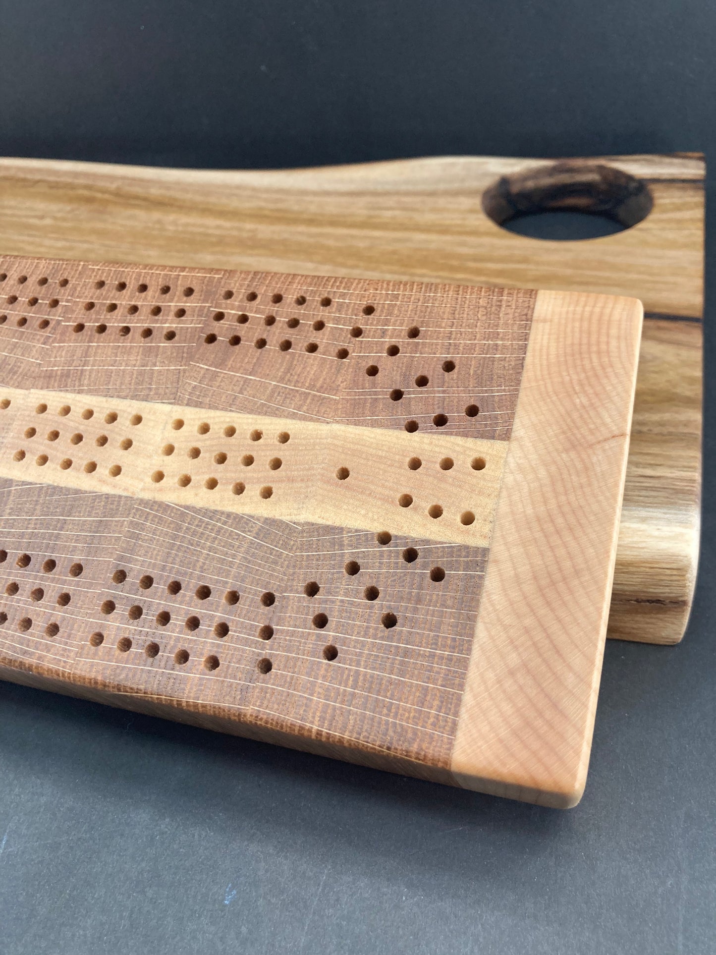 End grain Oak and Maple Cribbage Board