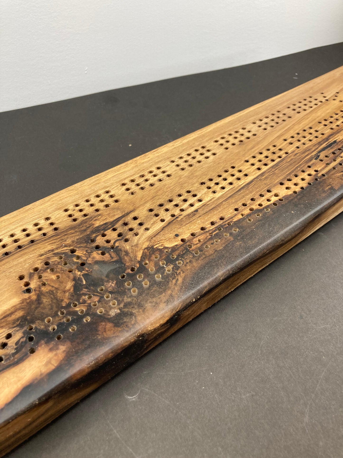 Butternut and Epoxy Cribbage Board